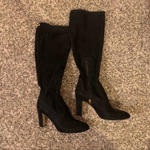Ivanka Trump Black Suede Knee Length Heeled Boots